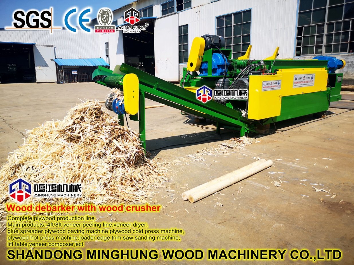 Wood Log Debarking Machine with Chipper