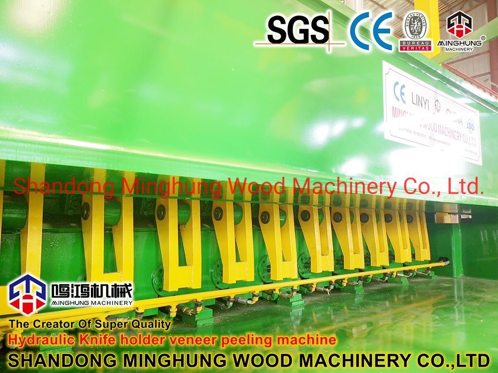Spindleless Trunks Log Veneer Peeling Machine untuk Produksi Veneer dengan Tempat Pisau Hidraulik