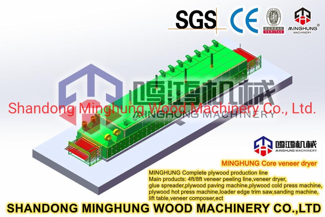 Furnier-Produktionslinie Birkenfurnier-Trockner-Maschine Maschen-Birken-Trockner